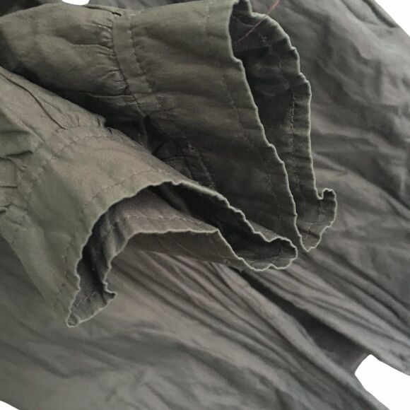 CYRILLUS PARIS Lagenlook Lightweight Double Breasted Crinkled Coat Green 12 - Picture 6 of 7